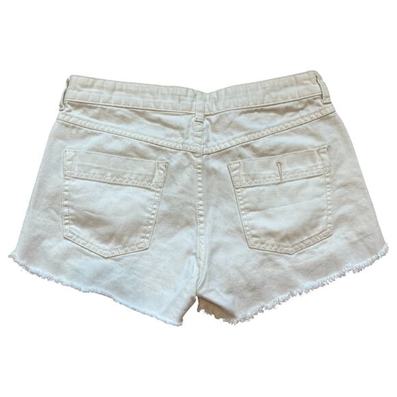 Free People Raw Hem Distressed Mid Rise Cut Off White Denim Shorts White Size 27 - Picture 3 of 7